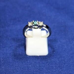 14K Blue and White Diamond Ring, size 7
